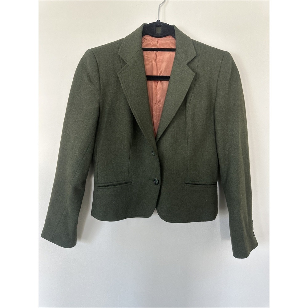 VTG Adolfo Esprit Women's Wool Military Jacket Size 4 Green Riding Hunting